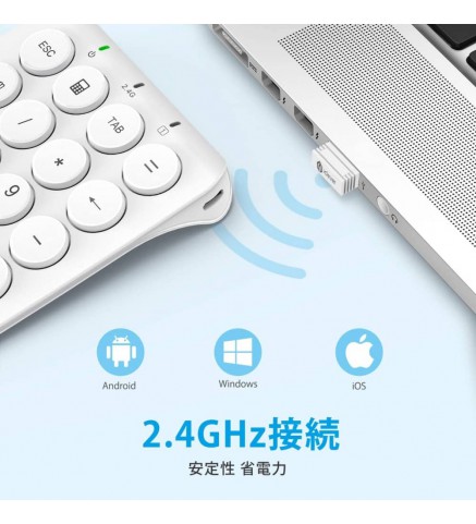 iClever 便攜式無線2.4G數字鍵盤 (白色) - IC-KP09黑色/白色 2.4G