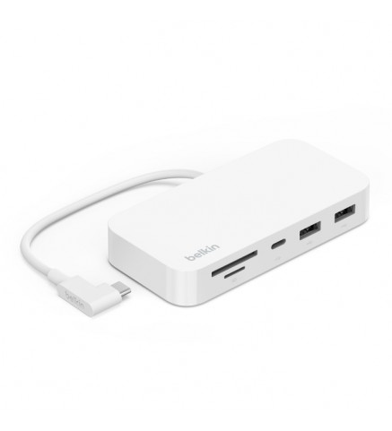 BELKIN貝爾金 - Connect USB-C® 6 合 1 多埠集線器(帶支架)（白色） - INC011BTWH