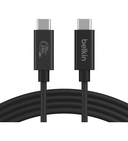 BELKIN貝爾金 - USB-C 電纜，USB4 240W，20Gbps 高速資料傳輸,1.2米,黑色 - INZ004QC1.2MBK