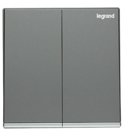 Legrand Galion-2 Gang 2 Way with LED(dark silver-silver bar)-16 AX-250V-K8/32/2/3CN-C3