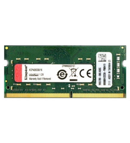 Kingston 金士頓 16GB DDR4 2666MT/s 非 ECC 記憶體/内存條 RAM SODIMM - KCP426SS8/16
