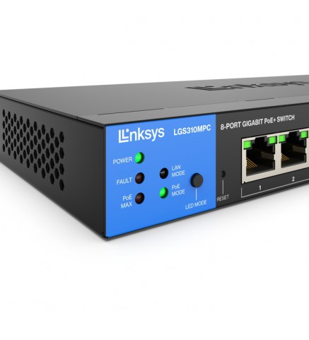 LinkSys 8 埠託管千兆 PoE+ 交換機，附 2 個 1G SFP 上行鏈路 110W TAA 相容/交換器 - LGS310MPC-EU