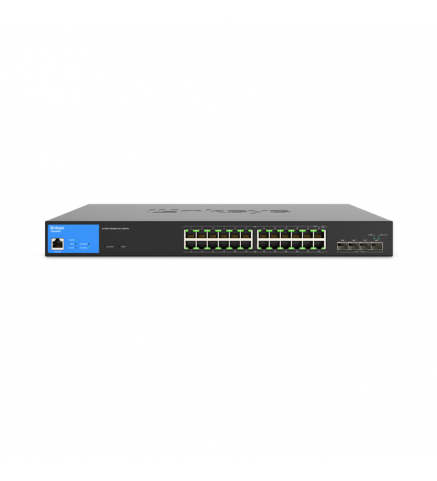 LinkSys 24 連接埠託管千兆位元 PoE+ 交換機，具有 4 個 10G SFP+ 上行鏈路 410W TAA 相容/交換器 - LGS328MPC-EU