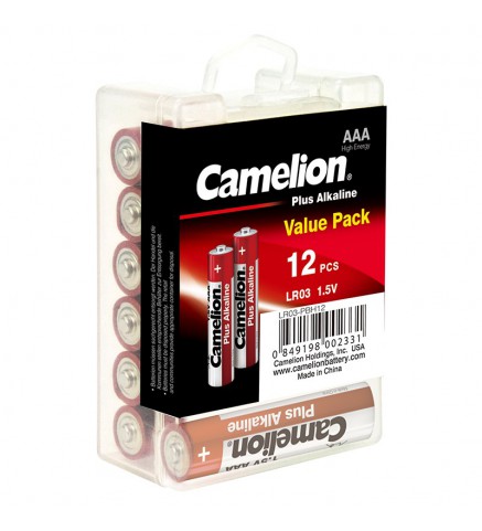 Camelion - AAA高能鹼性電池 (12粒,硬盒裝) - LR03-PBH12