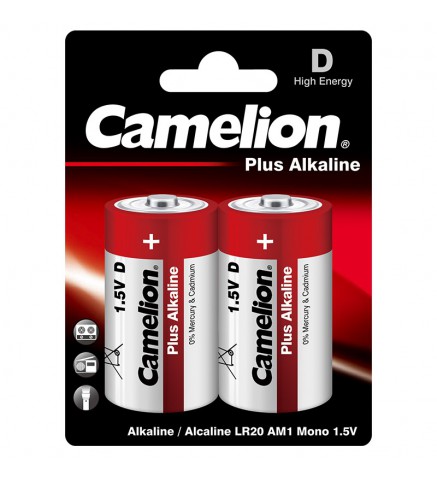Camelion - D 號高能鹼性電池 (2粒, 咭裝) - LR20-BP2