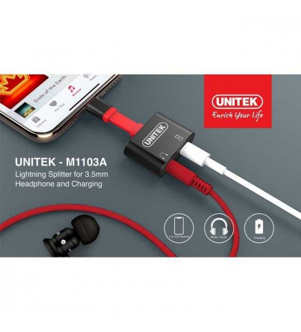 UNITEK優越者 - 用於 3.5 毫米耳機和充電的閃電分配器 - M1103A