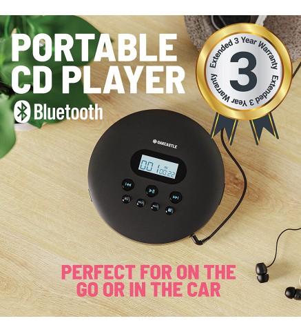 Majority CD100 便攜式 CD 播放器-藍牙和車內連接 - 黑色 - Oakcastle CD100 Black/Clear