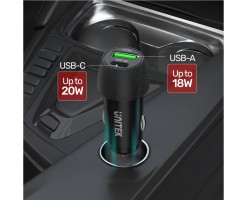UNITEK Powertrain Duo 38W Two Ports Car Charger with PD and QC - P1400A