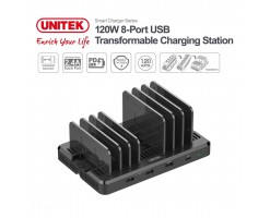 UNITEK優越者 - 120W 8端口USB可變形充電站 - PW10012