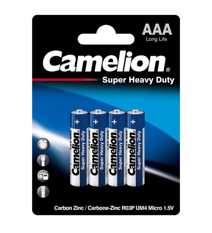 Camelion - AAA高能碳性電池 (4粒, 卡裝) - R03P-BP4B
