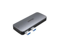 UNITEK優越者 - 雙 USB-A 10G 轉 M.2 PCIe/NVMe 機箱，適用於 PS5，灰色，Unitek 禮品盒。 - S1224A