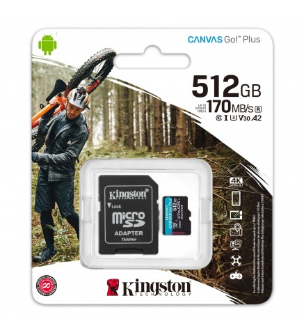 Kingston 金士頓 Canvas Go!Plus microSD 快閃記憶體卡 512GB - SDCG3/512GB