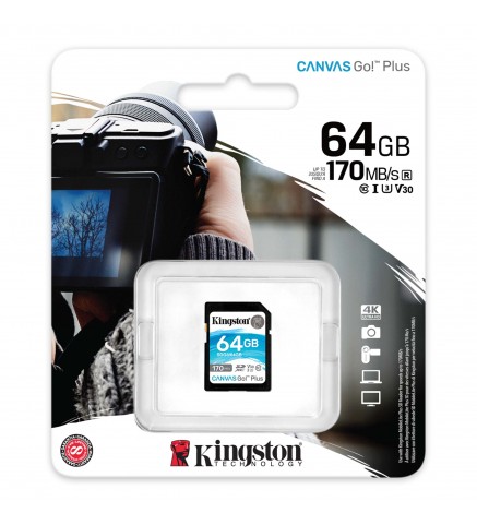 Kingston金士頓 Canvas Go!Plus SD 快閃記憶體卡 64GB - SDG3/64GB