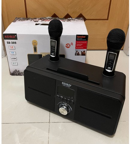 SDRD 無線K歌神器  雙人對唱音響組合  麥克風音響套裝 (黑色) - SDRD SD-309