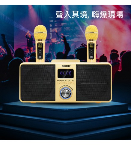SDRD 無線K歌神器  雙人對唱音響組合  麥克風音響套裝 (金色) - SDRD SD-309