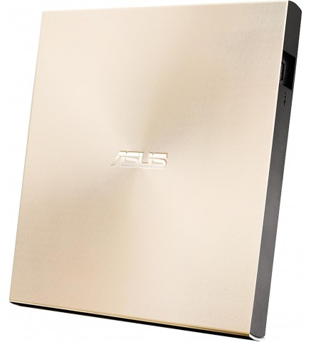 華碩ASUS ZenDrive U8M 超薄外部 DVD 光碟機和燒錄機、USB C® 介面、相容 Windows 和 Mac 作業系統、金色 - SDRW-08U8M-U/GOLD/G/AS/P2G