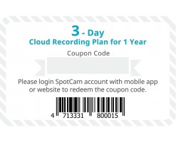 SpotCam Cloud NVR 3days/ Annual fee（Three-day loop recording） - For general IPCAM - SpotCam NVR-3
