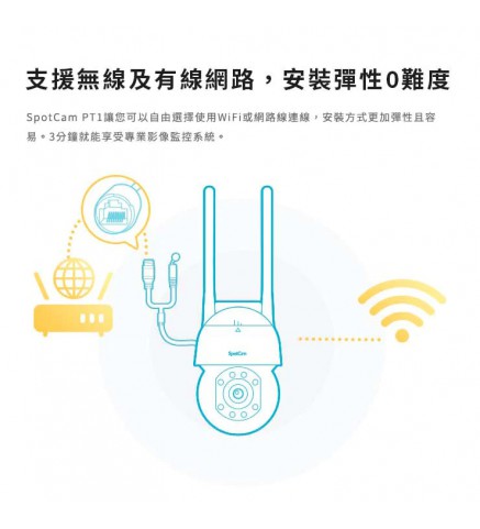 SpotCam PT1 2.5K 360度防水球型商用攝影機/攝像機-SpotCam PT1 商用 2K 戶外IP65 360°雲台版 攝影機