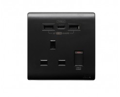 M2K 2xUSB+1xType-C 3.1A Unit USB Electrical Socket (Black) | TC105APC3-B