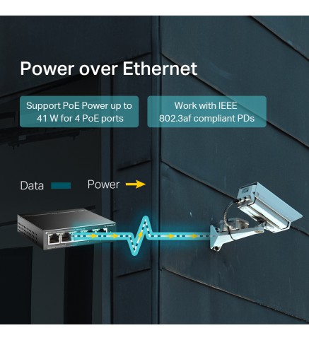 TP-Link 具有 4 端口 PoE 的 5 端口 10/100Mbps 桌面交換機 - TL-SF1005LP