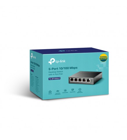 TP-Link 具有 4 端口 PoE 的 5 端口 10/100Mbps 桌面交換機 - TL-SF1005LP