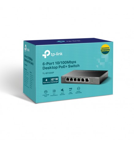 TP-Link 具有 4 端口 PoE+ 的 6 端口 10/100Mbps 桌面交換機 - TL-SF1006P