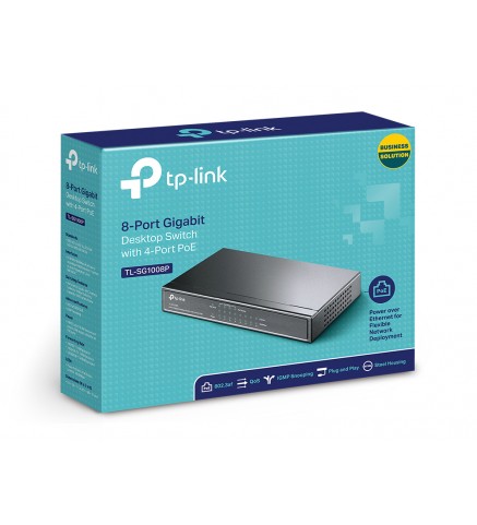 TP-Link 8 埠 Gigabit 桌上型交換器(含 4 埠 PoE) - TL-SG1008P