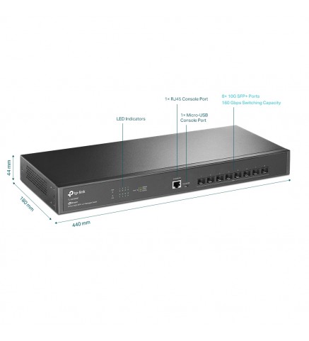 TP-Link JetStream 8 端口 10GE SFP+ L2+ 管理型交換機 - TL-SX3008F