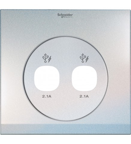 施耐德-兩位2.1A USB充電插座連灰色主件（珍珠白）-US32USB_GY