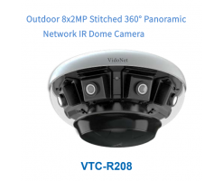 VideoNet 室外 8x2MP 拼接 360° 全景網路紅外線半球攝影機 - VTC-R208