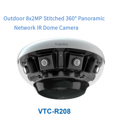 VideoNet 室外 8x2MP 拼接 360° 全景網路紅外線半球攝影機 - VTC-R208