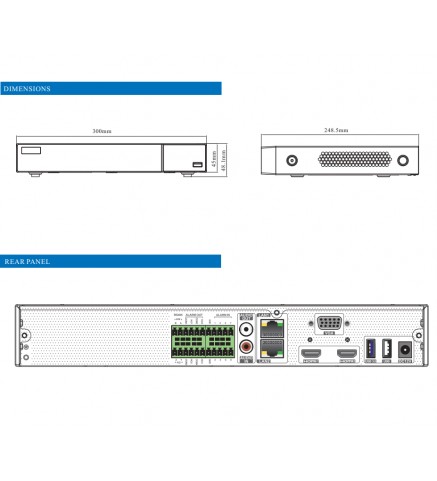 VidoNet 8路NVR 12MP/8MP/6MP/5MP/4MP/3MP/1080P/960P/720P高清NVR - VTN-208-A1