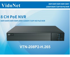 VidoNet 8路PoE網路硬碟錄影機 - VTN-208P2-H.265