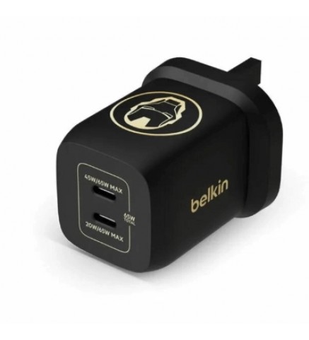 BELKIN貝爾金 - BoostCharge Pro 雙 USB-C GaN PPS 65W 快速家用式充電器 (Marvel 系列) - 鋼鐵俠 - 黑色 - WCH013MYBG-DY