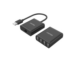 UNITEK - USB2.0 Extender over Cat.5e + 4-Port Hub (up to 60M)- with UK Power Adaptor - Y-2516
