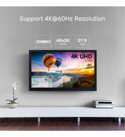 UNITEK優越者 -4K 60Hz 光纖 HDMI 電纜 - 20M，4芯光纖18Gbps - Y-C1030BK