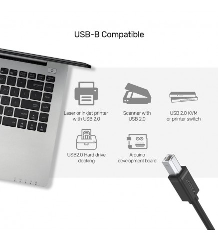 UNITEK優越者 - USB 2.0 轉 USB-B 充電線 - 1M, USB2.0 Type-A (M) to Type-B (M) - Y-C430GBK