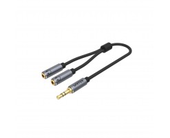 UNITEK - 0.2M, 3.5MM AUX Audio Cable - Male to 2*Female Aluminium Connector - Y-C956ABK