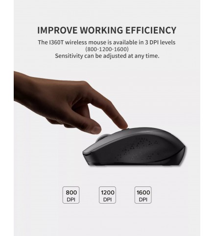 FORTER富德 - 雙藍牙 + 2.4G三模切換商務辦公無線滑鼠 - 黑色 - i360T