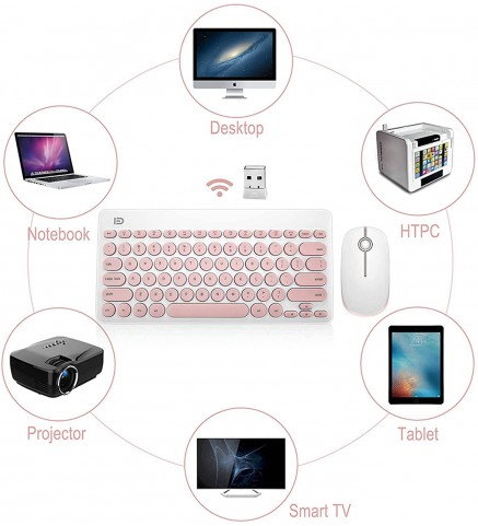 FORTER富德 - 無線2.4GHz鍵盤滑鼠組合套裝 - 粉紅色 - ik6620