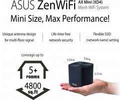 ASUS-華碩AX1800雙頻網狀（574 + 1201）WiFi系統– 3個節點路由器-mini XD4 3PK (B/W)-黑色